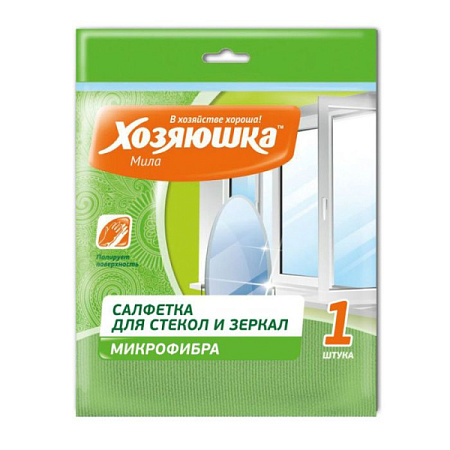 ✔️Хозяюшка Салфетка микрофиб. для стекл и зеркал 30*30см  - купить за  в г. Махачкале