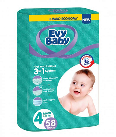 ✔️EVY BABY Подгузники Макси Джумбо №4 58шт   - купить за  в г. Махачкале