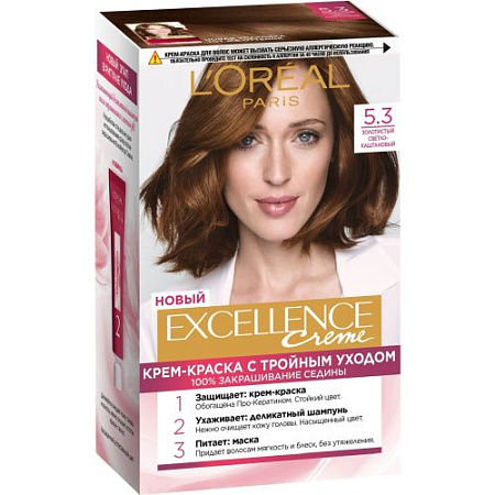 L'Oreal Paris Краски Excellence Крем 5.3 (золотистый светло-каштановый) от магазина МылоПорошок
