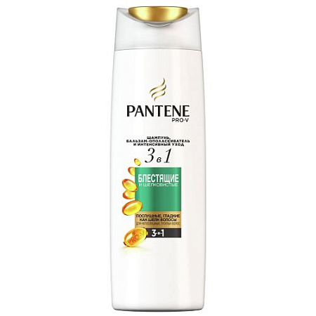 PANTENE Шампунь 400мл 3 в1 Блестящие и шелковистые  от магазина МылоПорошок