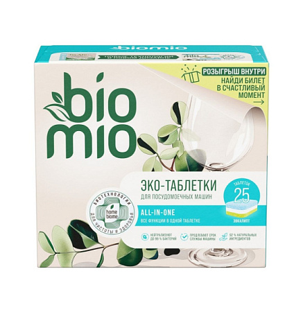 ✔️BioMio Эко-Таблетки д/посуд машин 25шт 400г Эвкалипт - купить за  в г. Махачкале