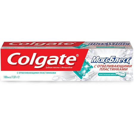 ✔️Зубная паста Colgate Блеск Кристальная мята с отбеливающими пластинками 100мл/48 - купить за  в г. Махачкале